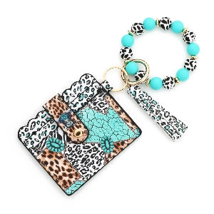 Turquoise Leopard PVC Card Holder