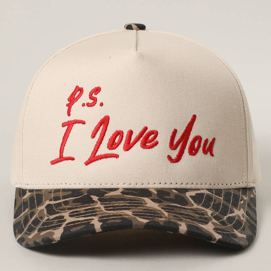 P.S. I Love You Embroidered Two-Tone Trucker Hat