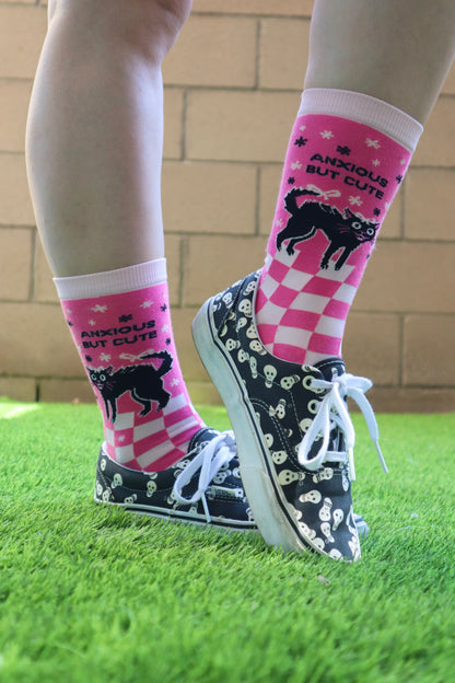 Anxious But Cute Womens Crew Socks