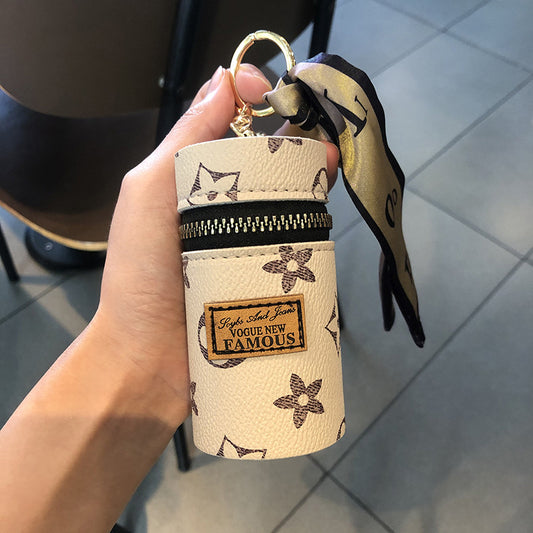 White Fashion Ribbon Retro Lipstick Bag Pu Coin Purse Ladies Bag