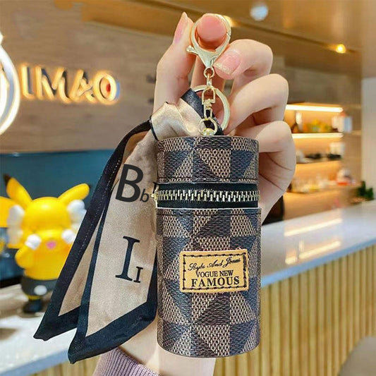 Light/Dark Brown Fashion Ribbon Retro Lipstick Bag Pu Coin Purse Ladies Bag