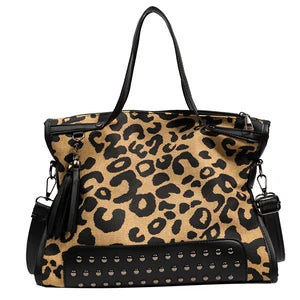 Black Leopard PU Leather Crossbody Bag