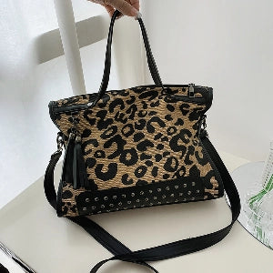 Black Leopard PU Leather Crossbody Bag
