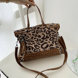 Brown Leopard PU Leather Crossbody Bag