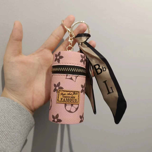 Pink Fashion Ribbon Retro Lipstick Bag Pu Coin Purse Ladies Bag