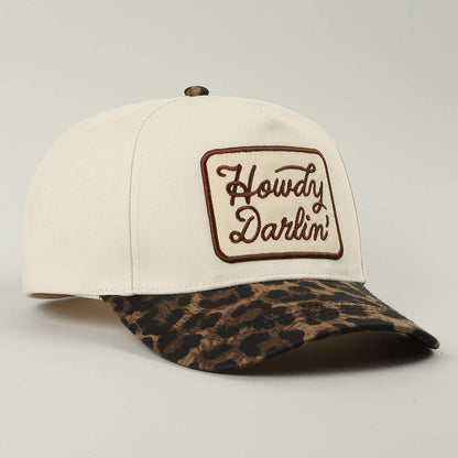 Howdy Darlin' Embroidered Leopard Brim Trucker Hat
