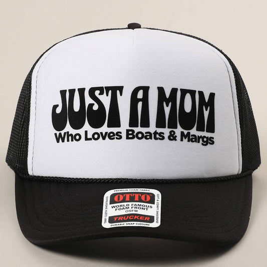 Just A Mom Who Loves Boats & Margs Mesh Back Cap