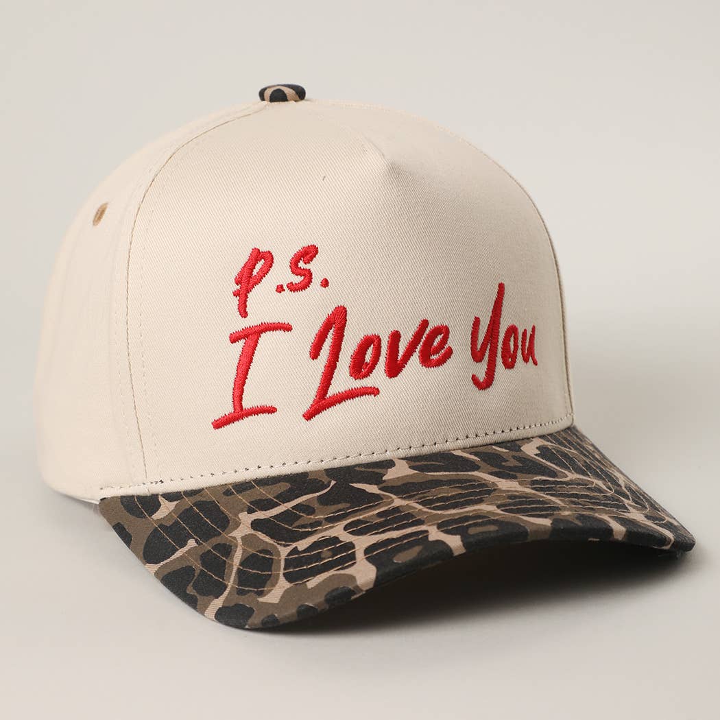 P.S. I Love You Embroidered Two-Tone Trucker Hat