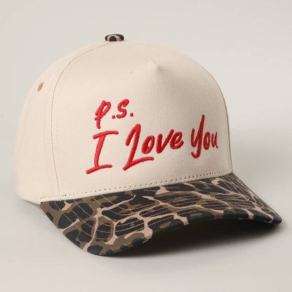 P.S. I Love You Embroidered Two-Tone Trucker Hat