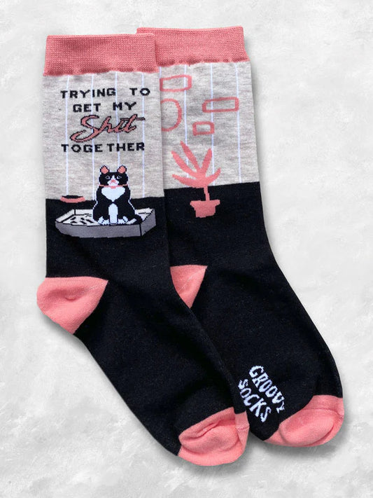 Trying Cat Womens Crew Socks